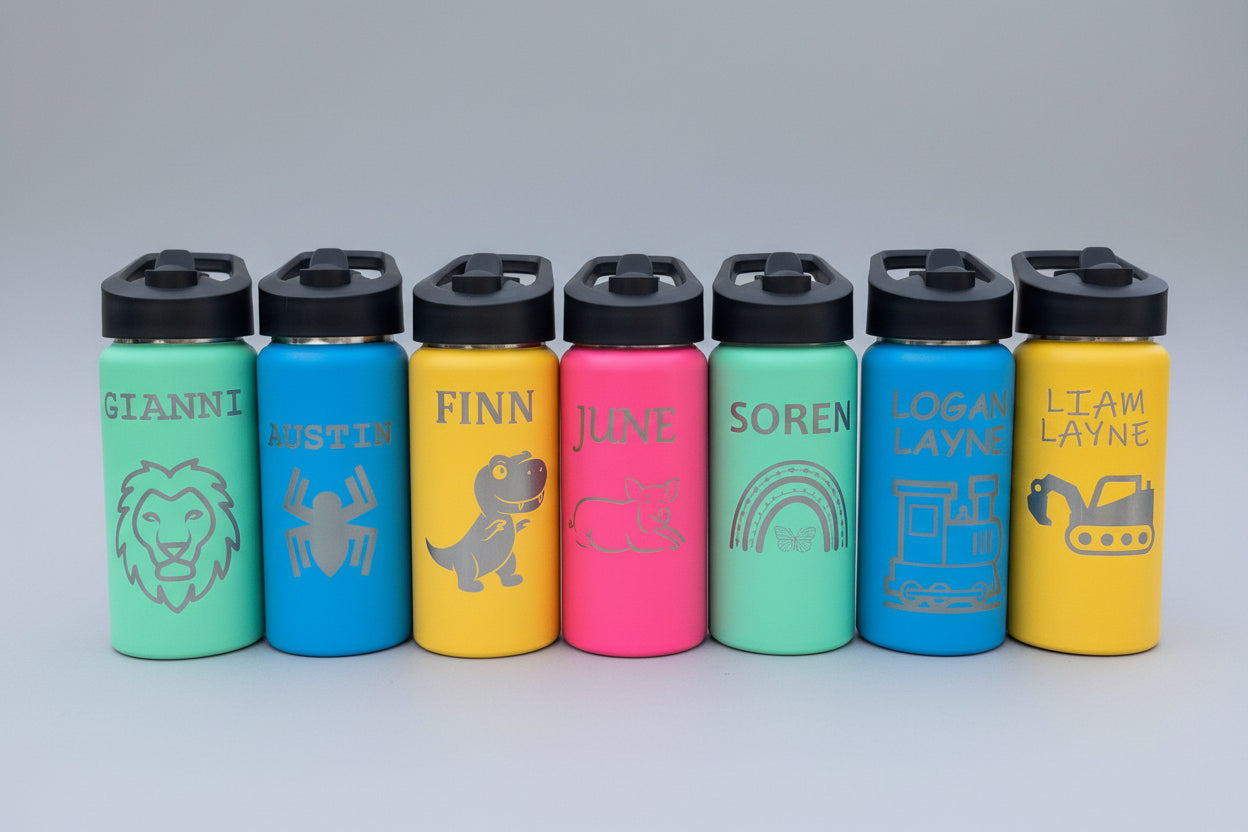 Personalized 16 oz Kids Water Bottle with Flip-Up Straw