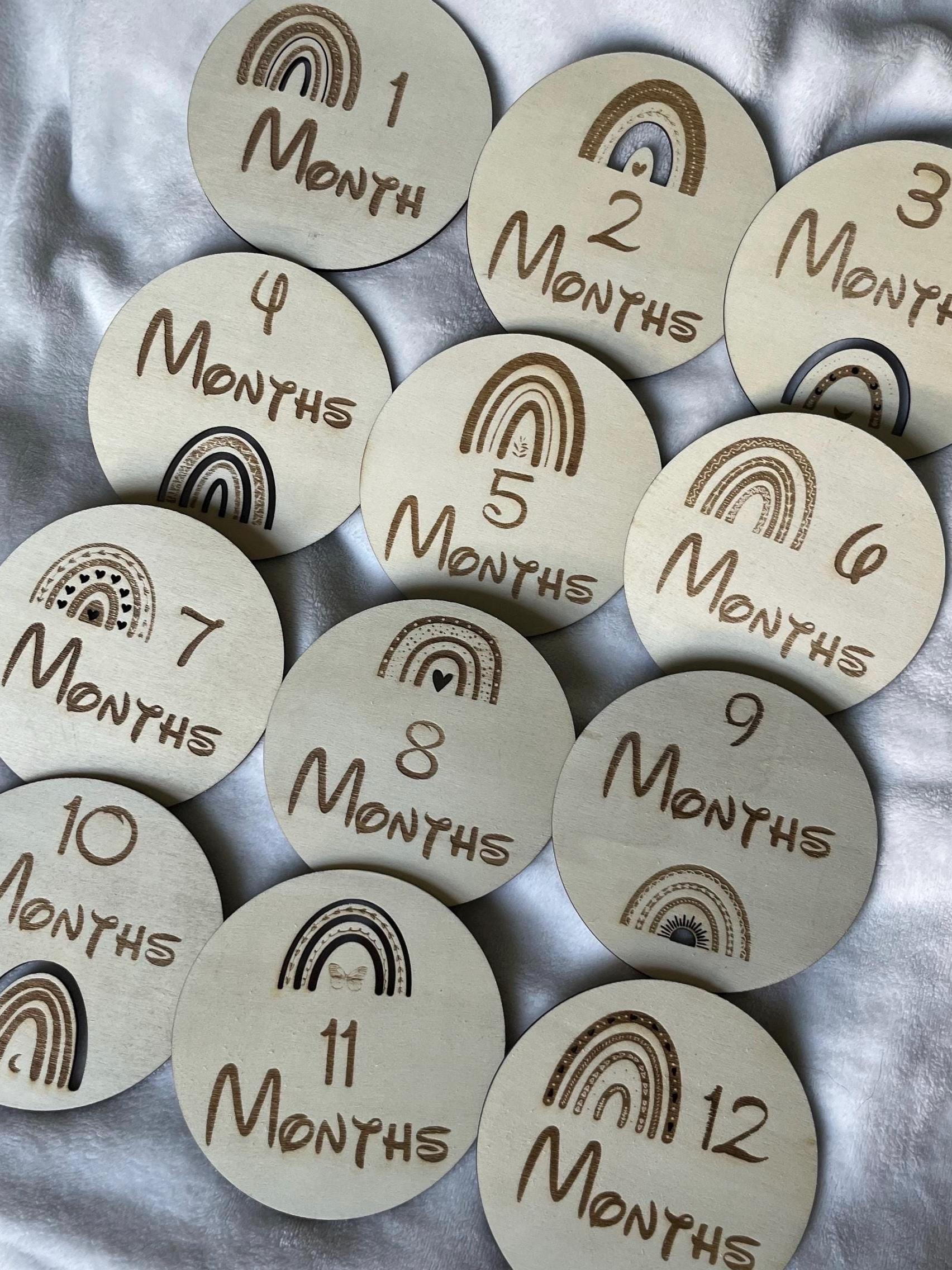 Boho Rainbow Wooden Monthly Milestone Set (Set of 12)
