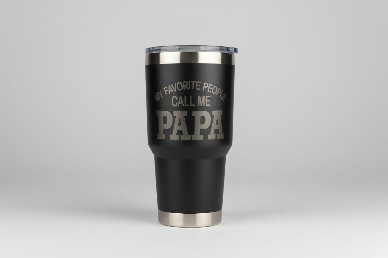 Personalized Papa Tumbler: Engraved Grandkid Names, Grandpa Gift