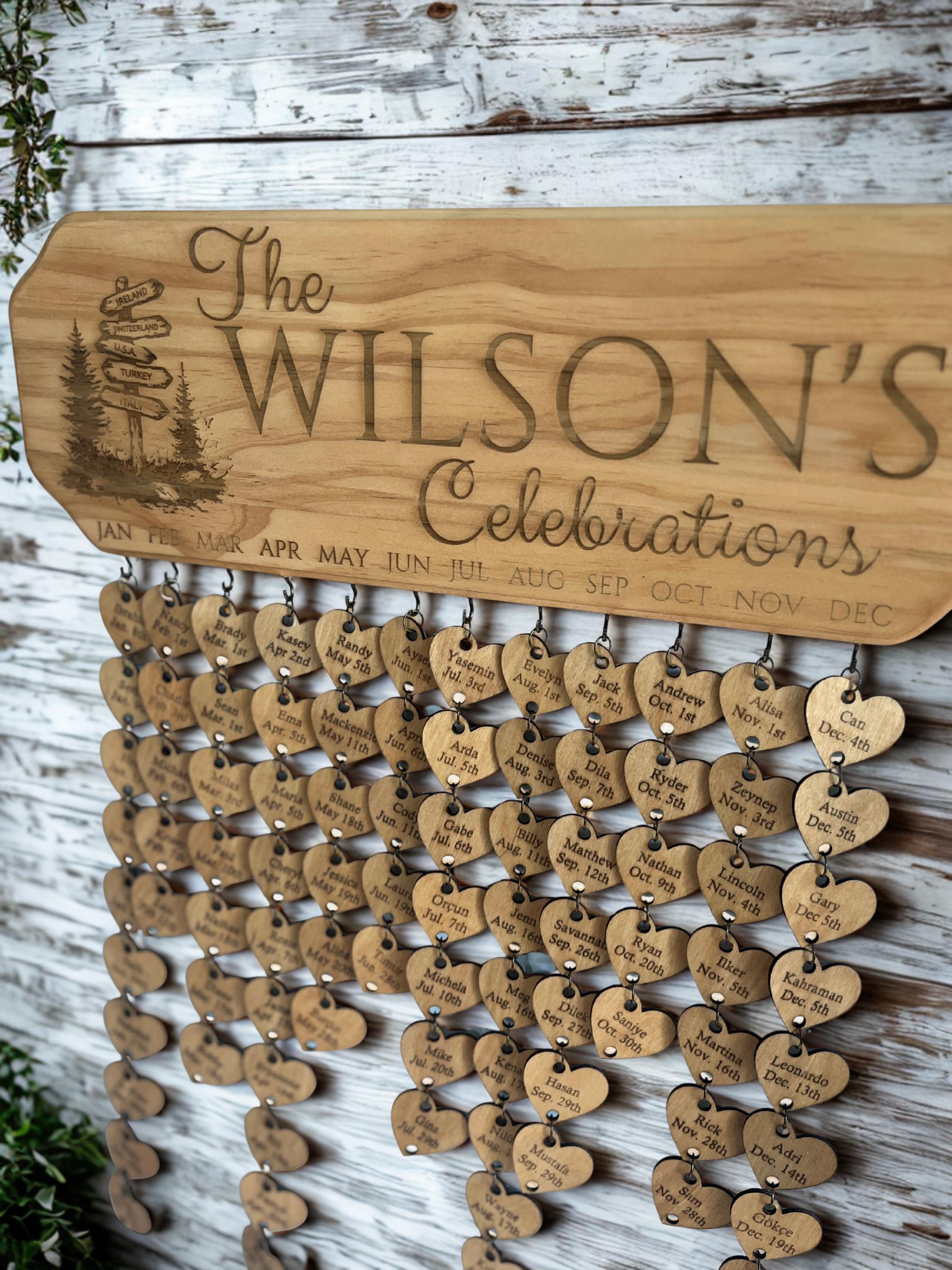 Personalized Wooden Birthday & Anniversary Date Hanger – Custom Family Reminder Board