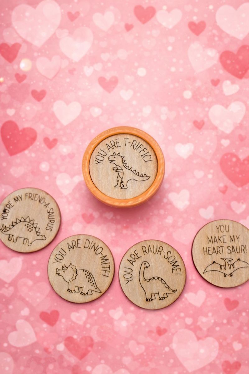 Mini Wooden Play-Doh Toppers – Laser Engraved Valentine Designs