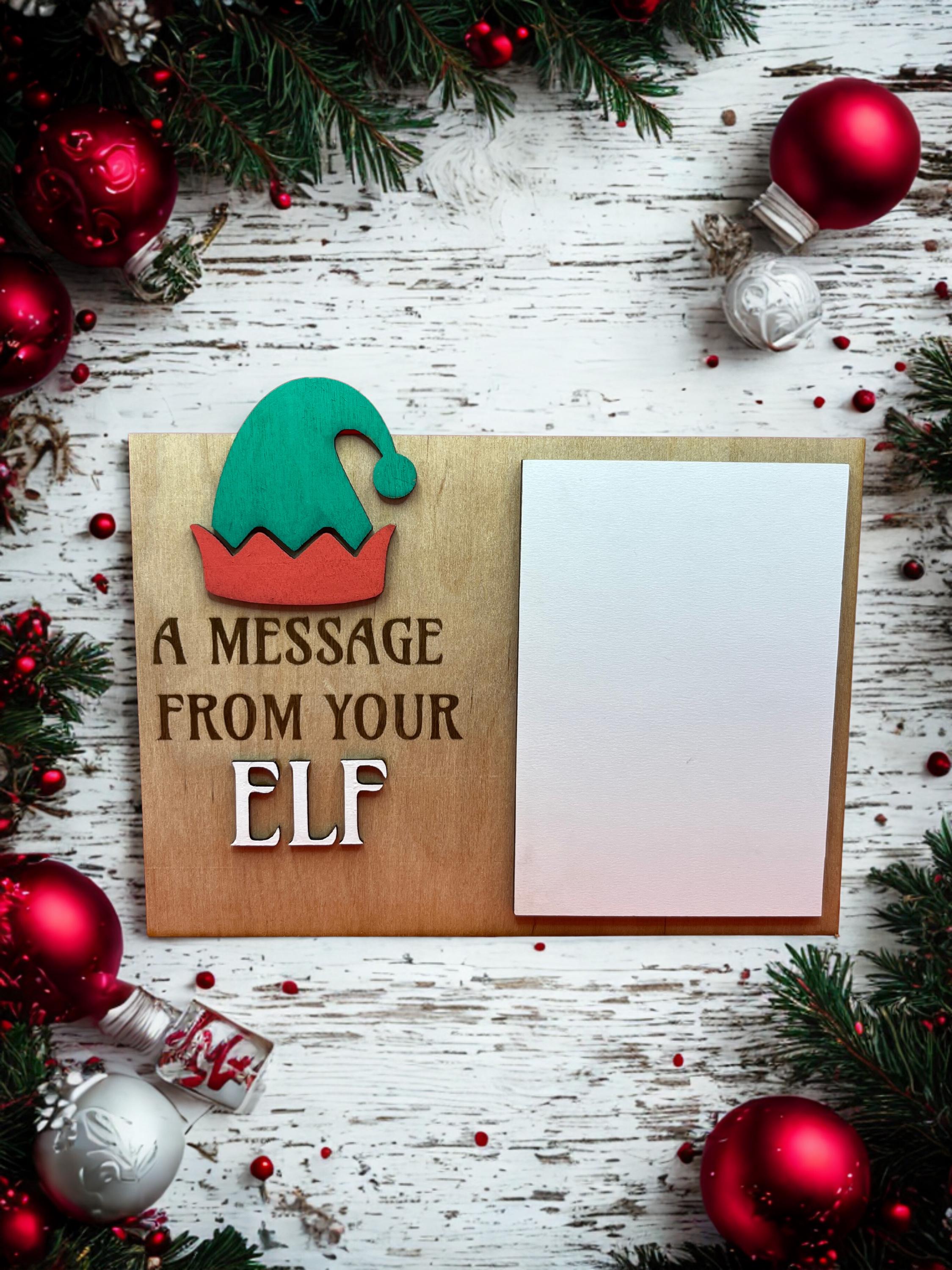Wooden “A Message From Your Elf” Laser Engraved Display Board