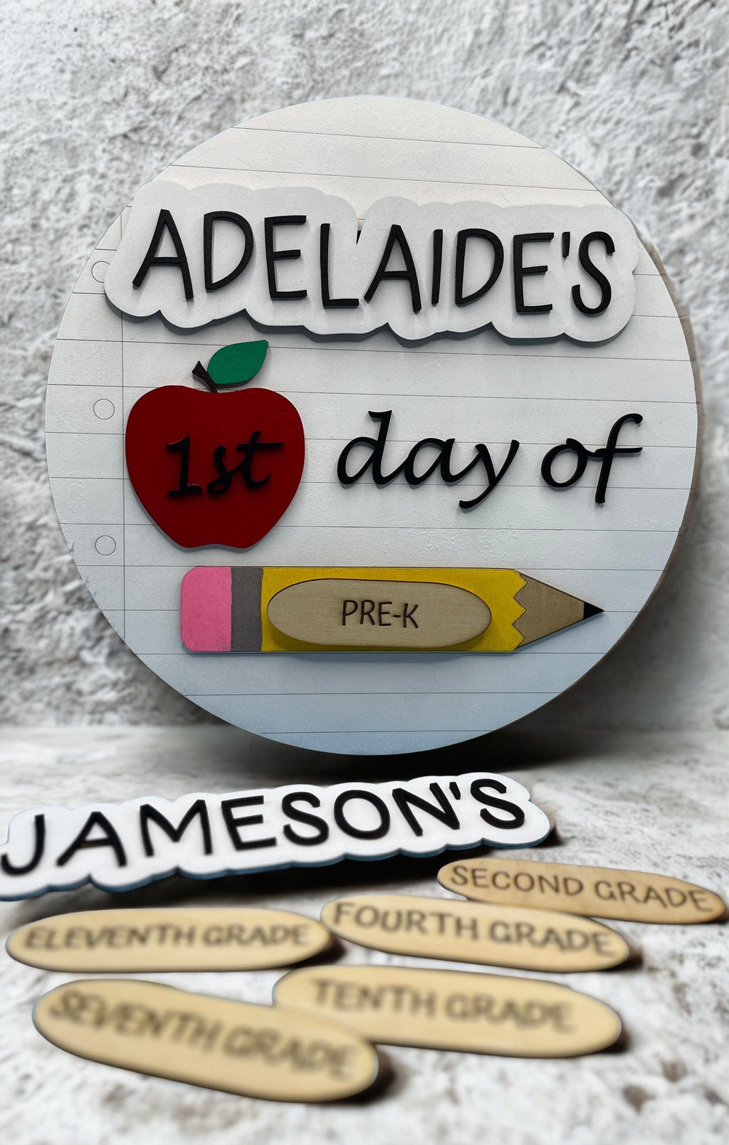 Custom Wooden First Day of School Sign | Reusable Back to School Photo Prop for Kids