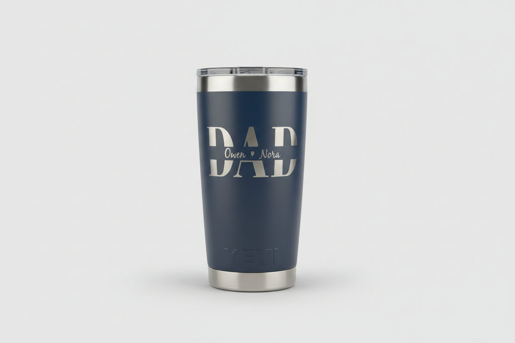 Personalized Laser Engraved Stainless Steel Tumbler – Custom Dad, Papa or Grandpa Name with Kids Names