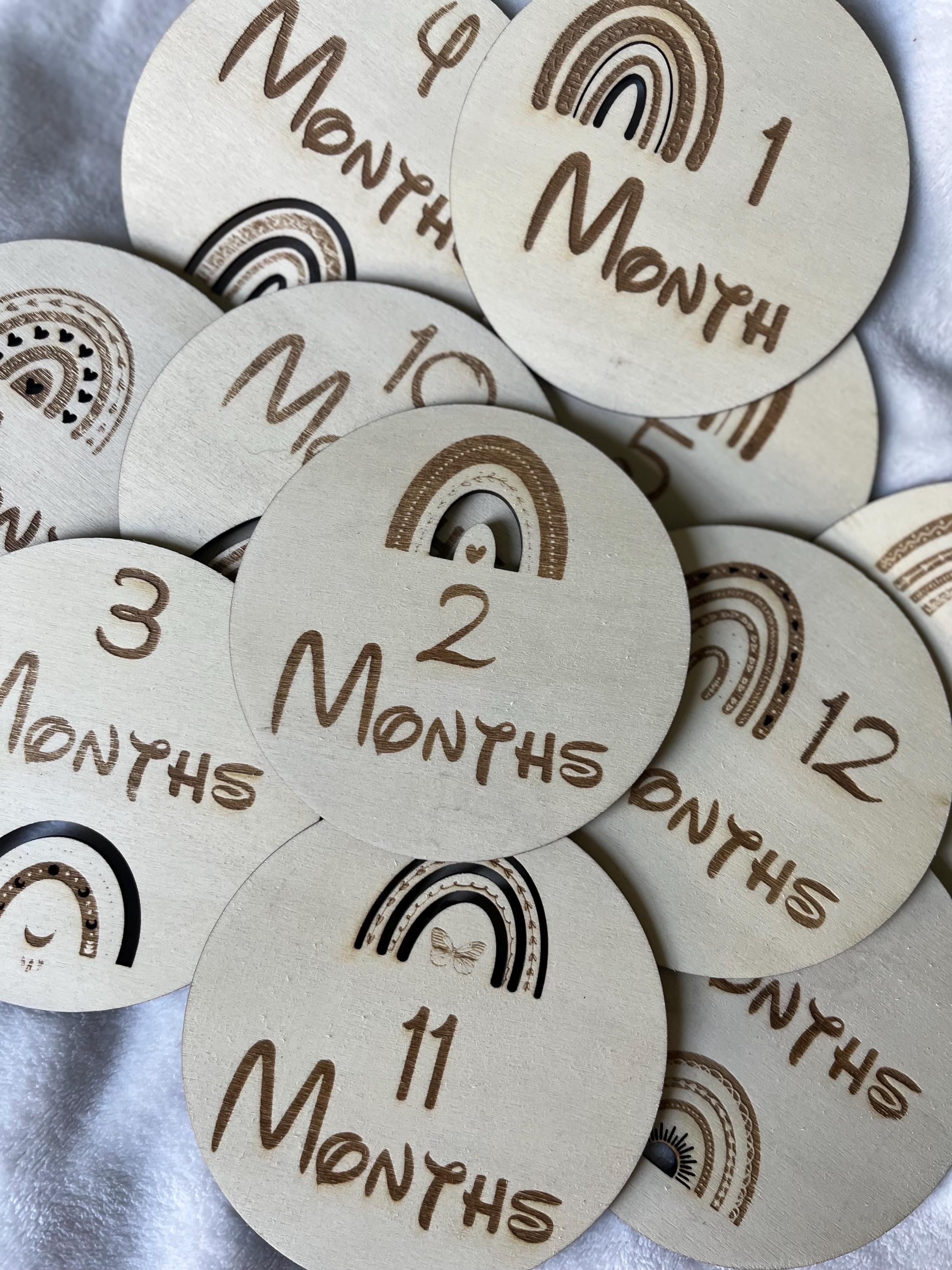 Boho Rainbow Wooden Monthly Milestone Set (Set of 12)