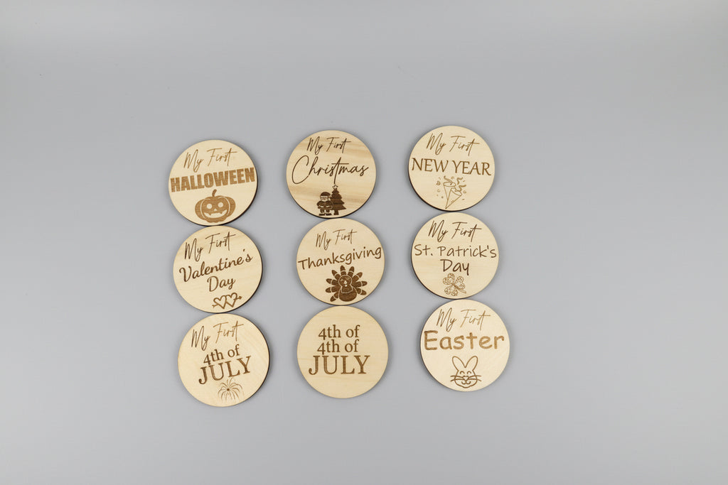 My First Holiday Wooden Milestone Discs – 8 Holidays (Set of 4)