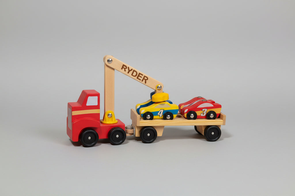 Personalized Melissa & Doug Wooden Magnetic Tow Truck – Custom Name Engraved