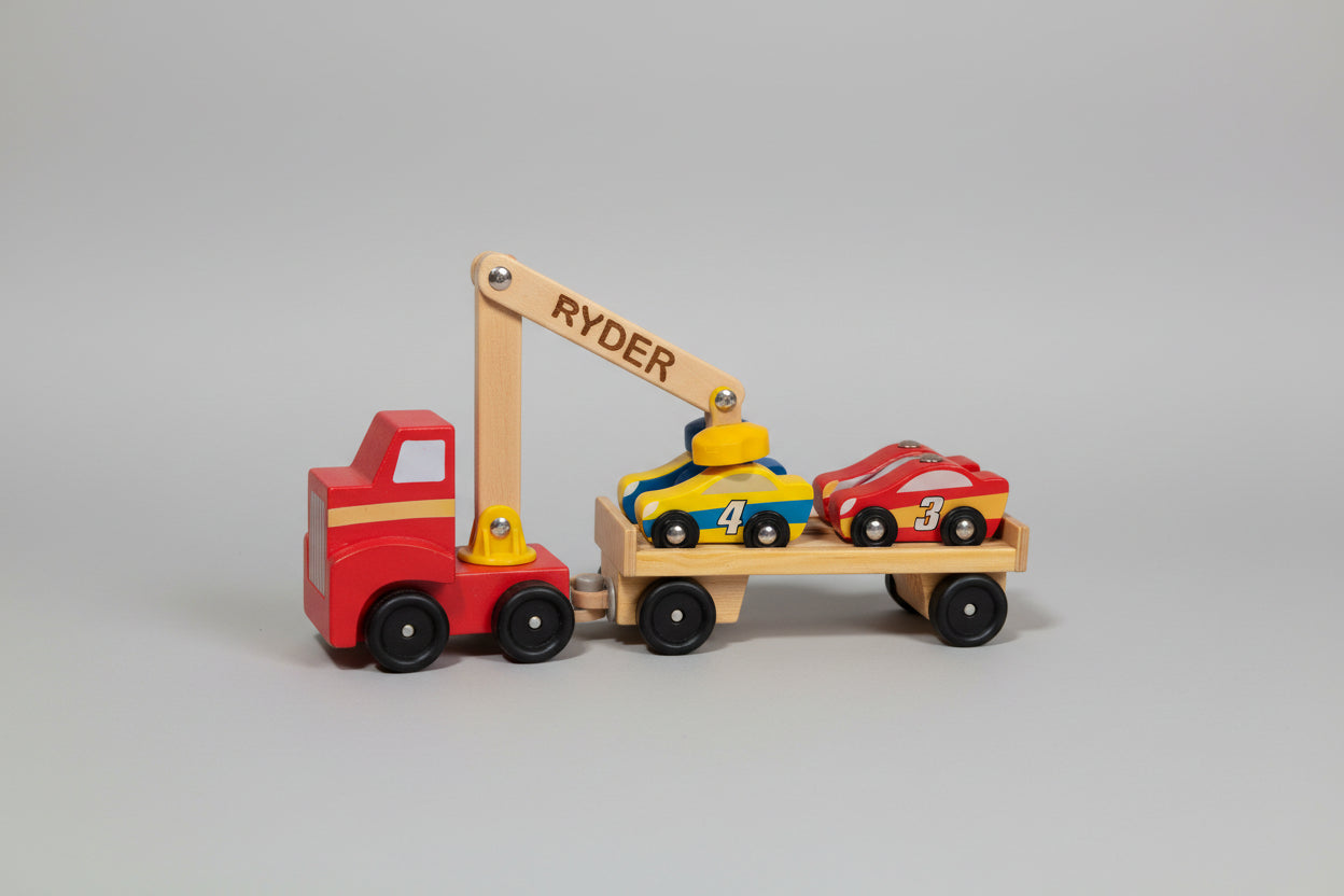 Personalized Melissa & Doug Wooden Magnetic Tow Truck – Custom Name Engraved