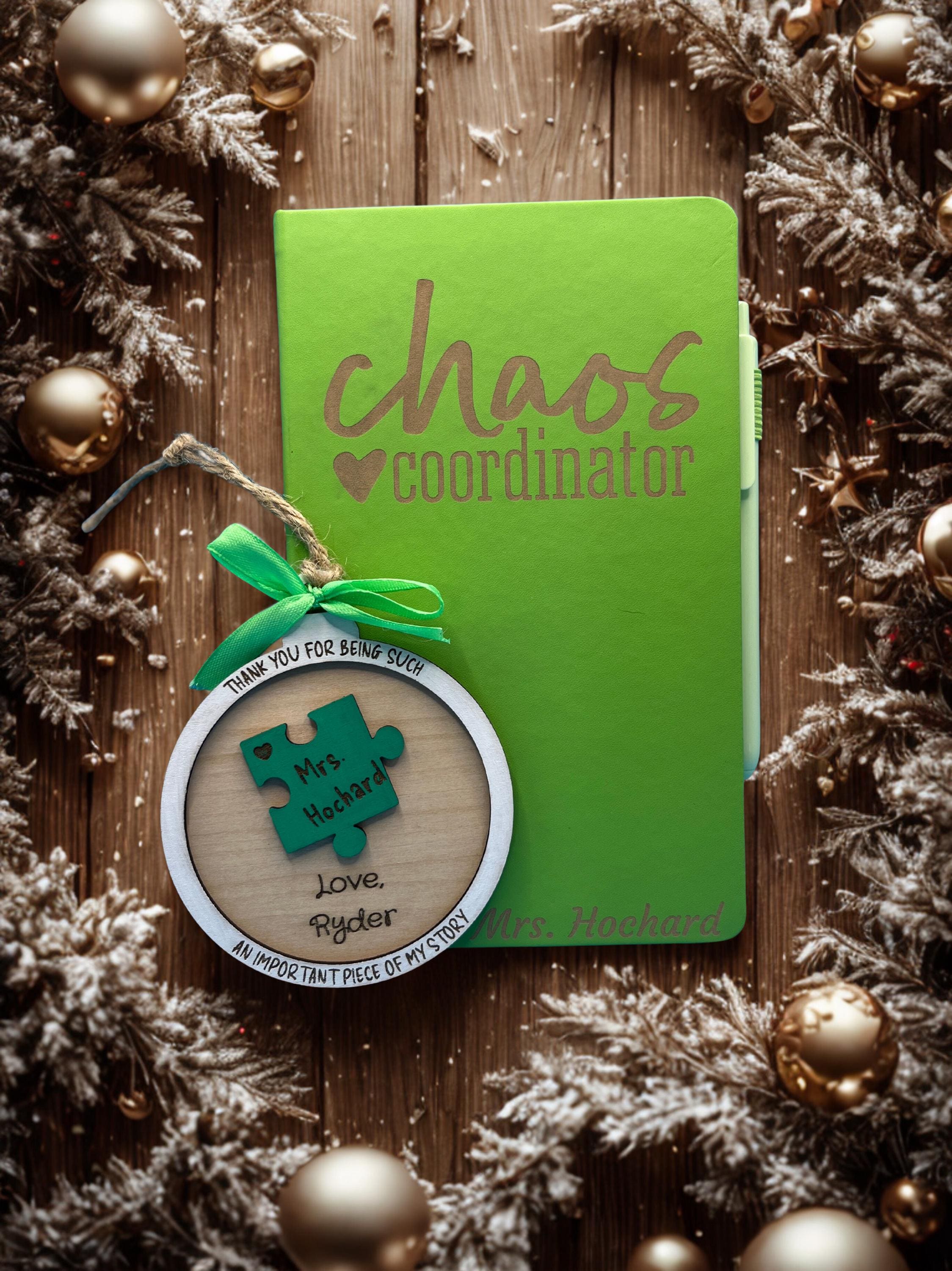 Personalized “Chaos Coordinator” Leather Journal – Teacher & Daycare Worker Gift