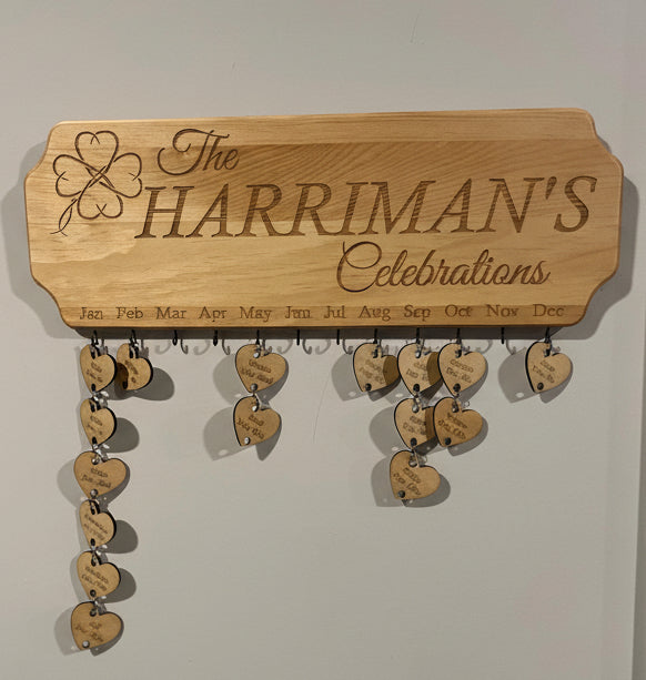Personalized Wooden Birthday & Anniversary Date Hanger – Custom Family Reminder Board