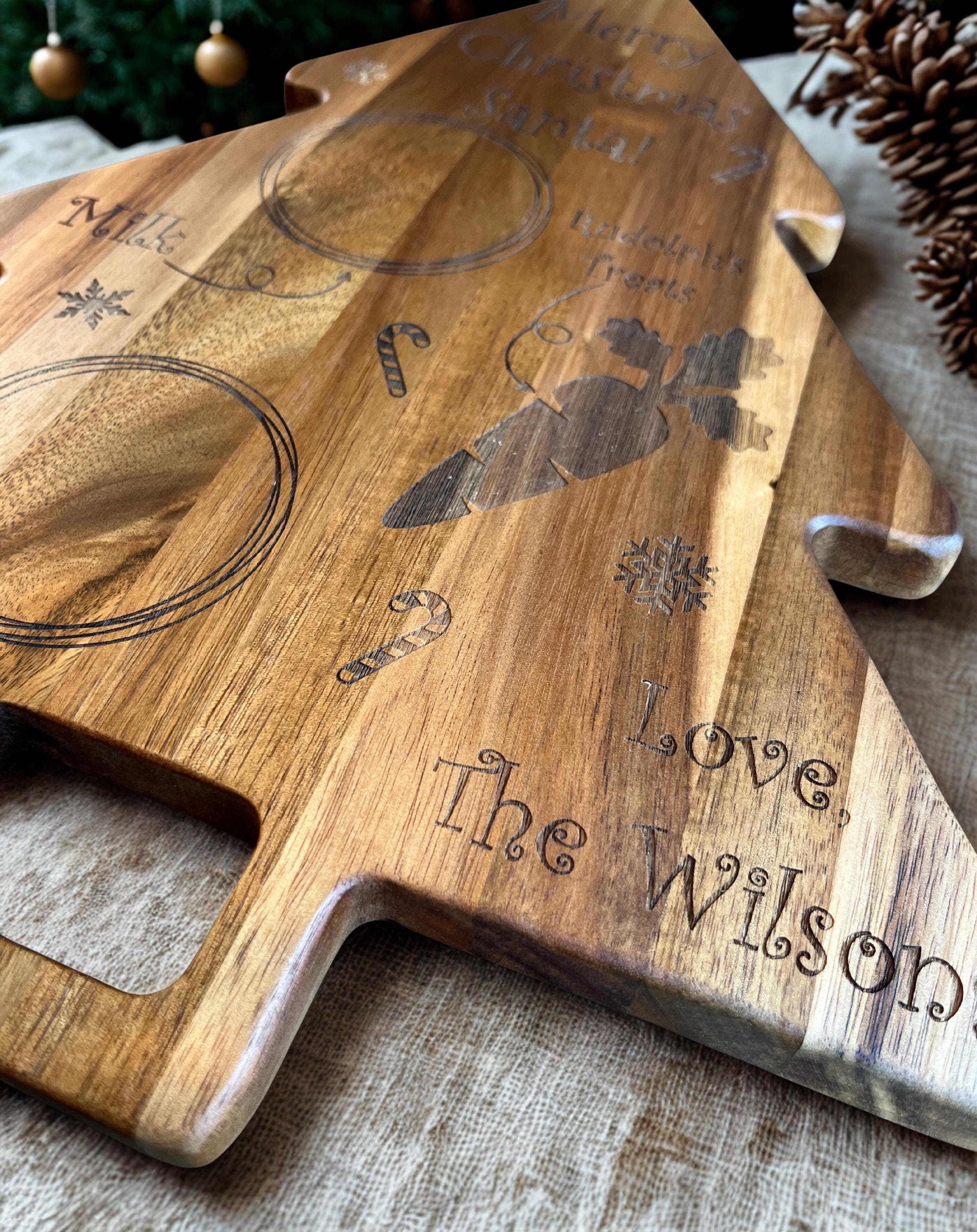 Laser Engraved Santa's Treats Tray: Personalized Christmas Cutting Board