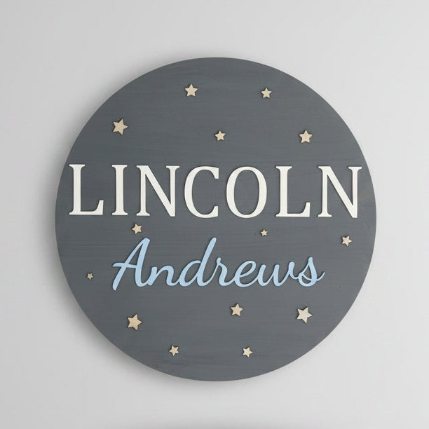 Personalized 17.75" Nursery Name Sign – Custom Wooden Baby Name Wall Decor