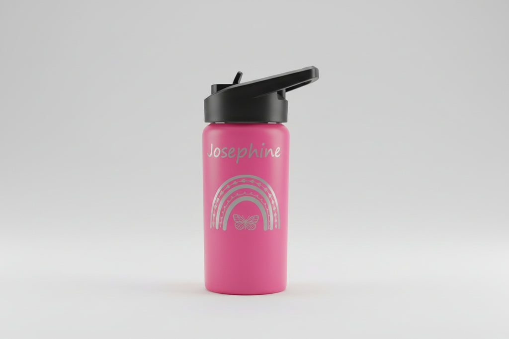 Personalized 16 oz Kids Water Bottle with Flip-Up Straw