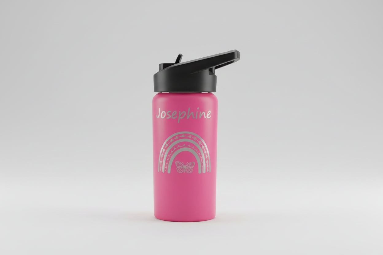 Personalized 16 oz Kids Water Bottle with Flip-Up Straw
