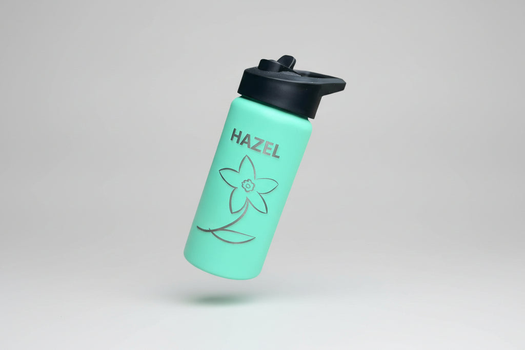 Personalized 16 oz Kids Water Bottle with Flip-Up Straw