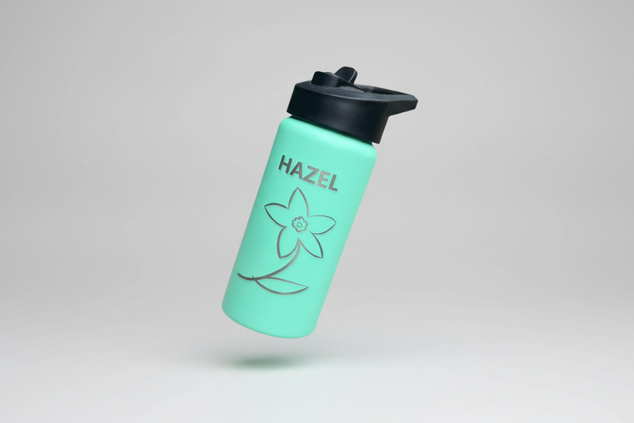 Personalized 16 oz Kids Water Bottle with Flip-Up Straw