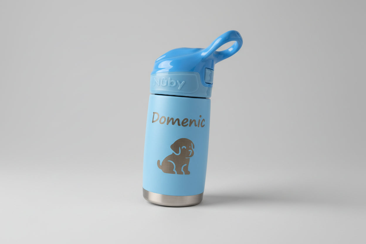 Personalized 10 oz Stainless Steel Toddler Water Bottle with Straw