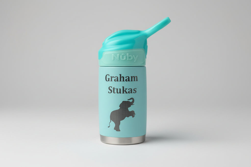 Personalized 10 oz Stainless Steel Toddler Water Bottle with Straw