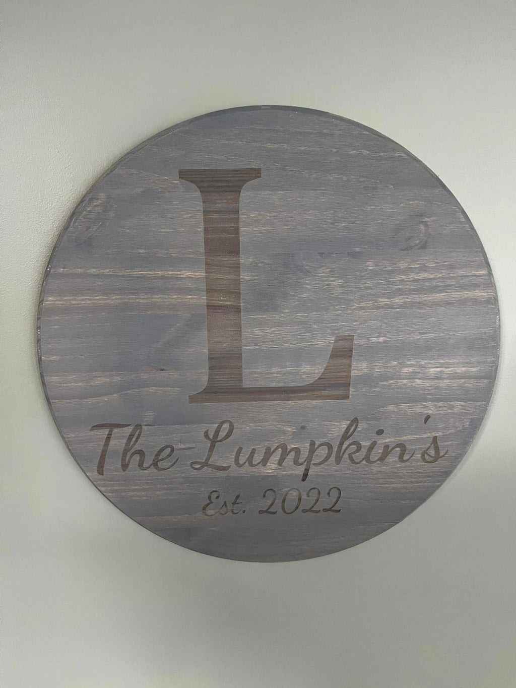 Personalized Wooden Family Name Sign – 17.75" Round Custom Laser Engraved