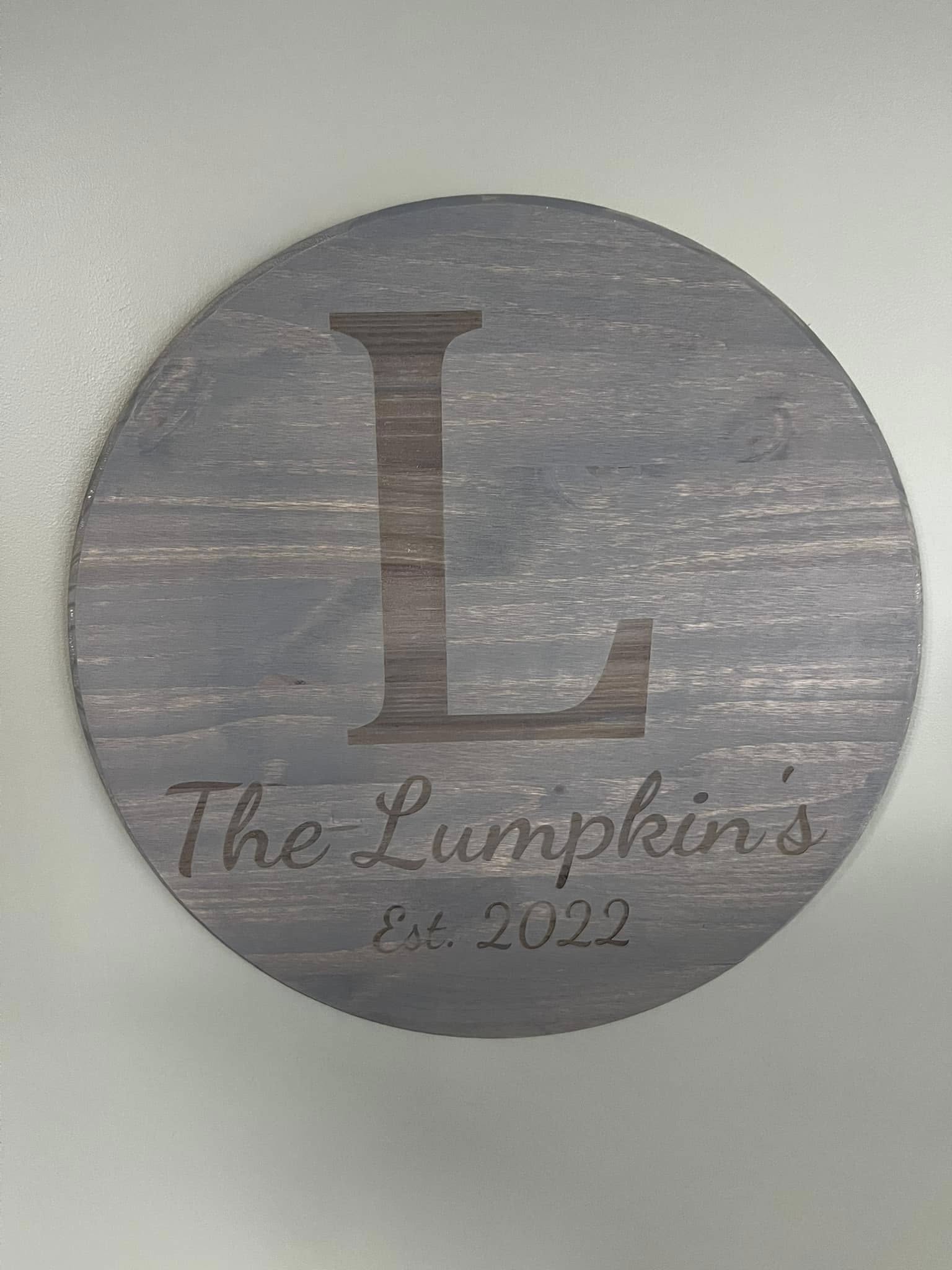 Personalized Wooden Family Name Sign – 17.75" Round Custom Laser Engraved