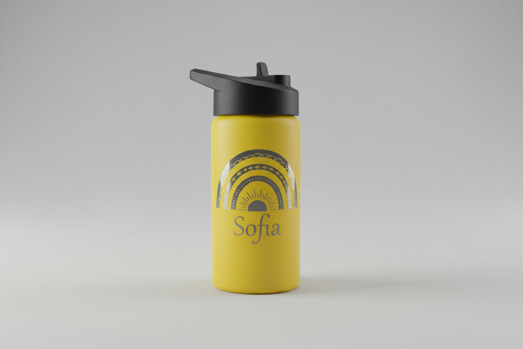 Personalized 16 oz Kids Water Bottle with Flip-Up Straw