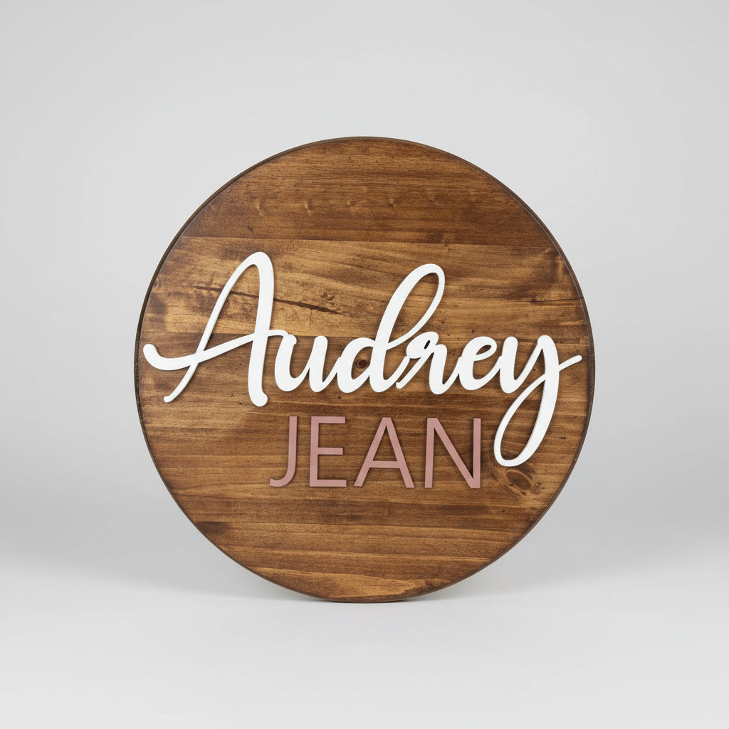 Personalized 17.75" Nursery Name Sign – Custom Wooden Baby Name Wall Decor