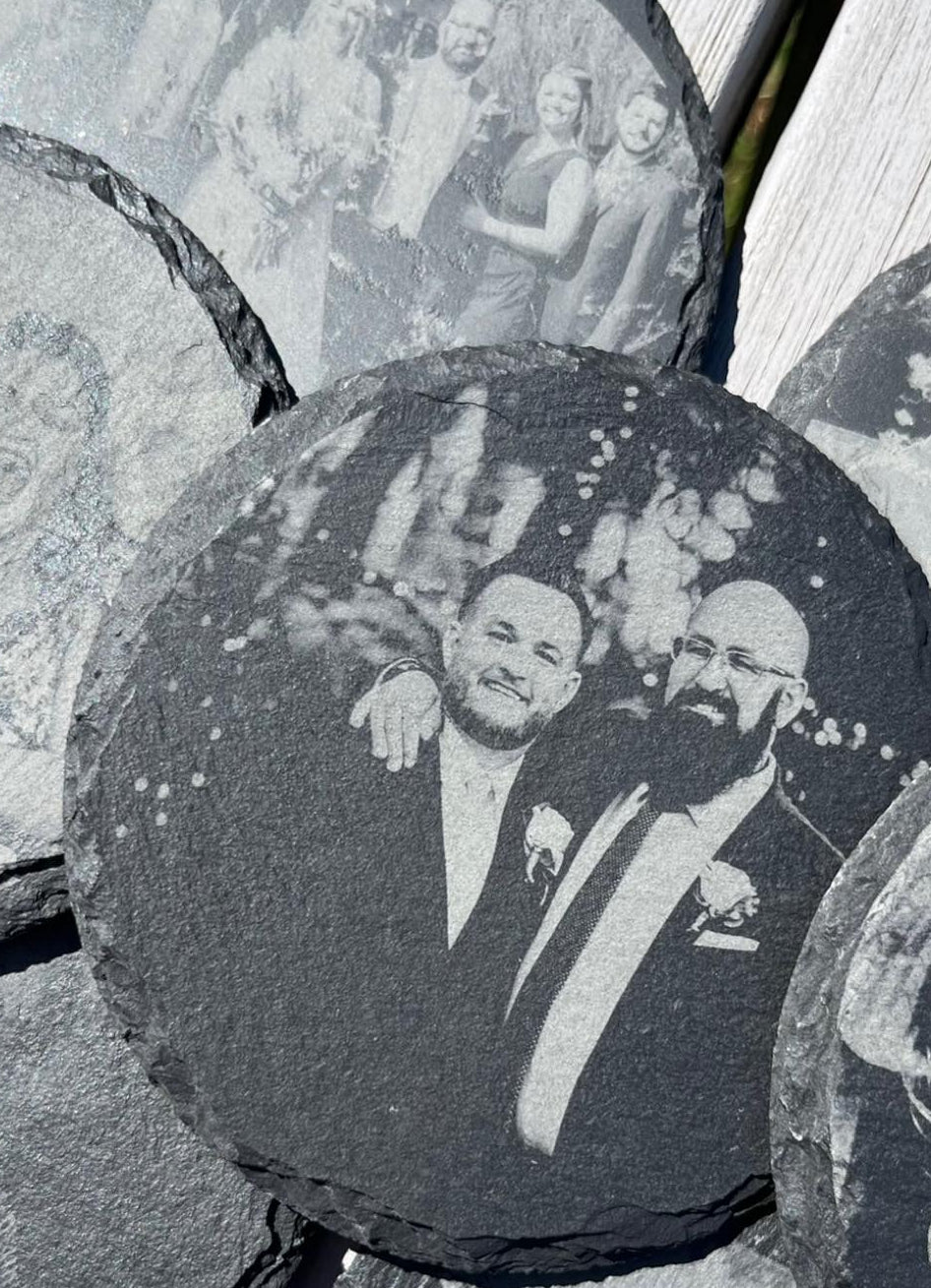 Personalized Photo Engraved Slate Coasters