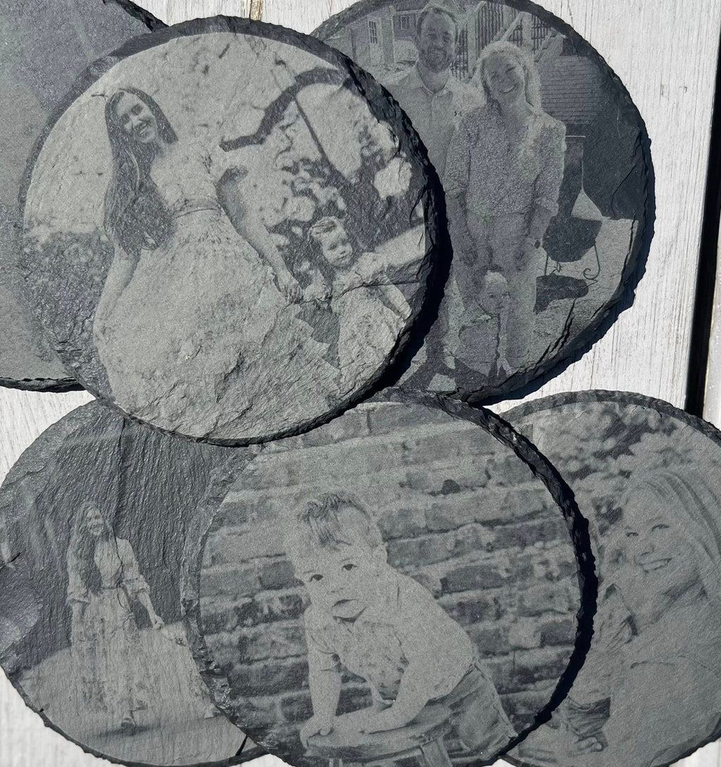 Personalized Photo Engraved Slate Coasters