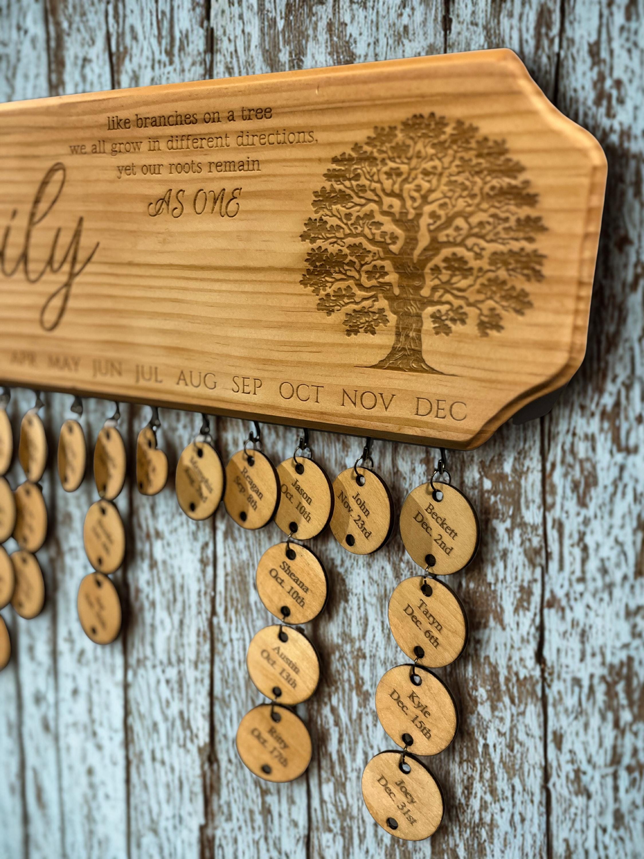 Personalized Wooden Birthday & Anniversary Date Hanger – Custom Family Reminder Board
