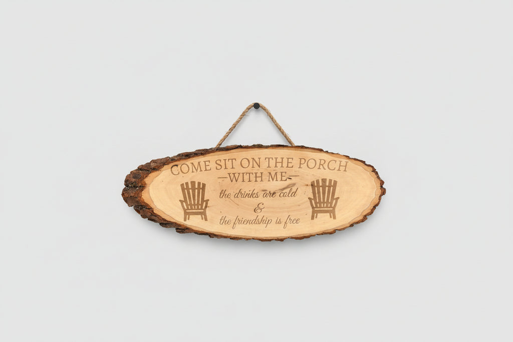 Laser Engraved Wooden Slab Door Hanger – Custom Sayings, Two Sizes Available