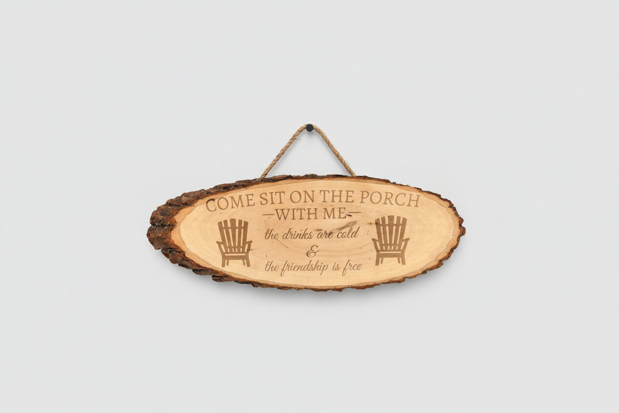 Laser Engraved Wooden Slab Door Hanger – Custom Sayings, Two Sizes Available