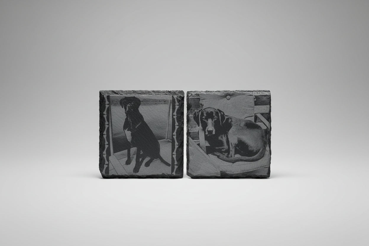 Personalized Photo Engraved Slate Coasters