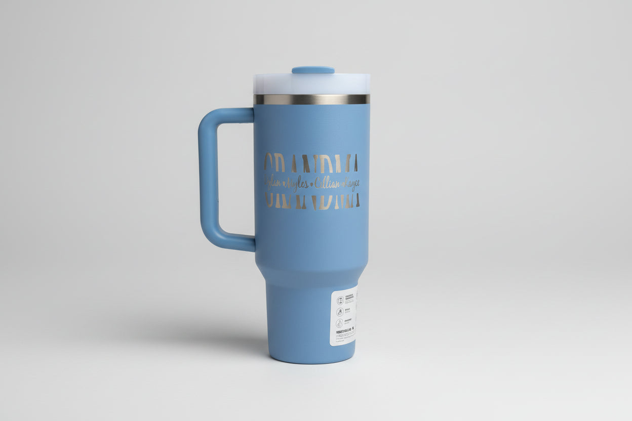 Personalized Laser Engraved Stainless Steel Tumbler – Custom Dad, Papa or Grandpa Name with Kids Names