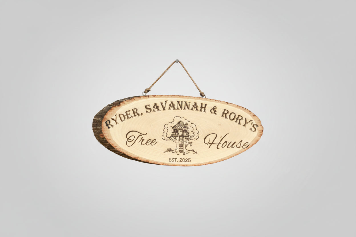 Laser Engraved Wooden Slab Door Hanger – Custom Sayings, Two Sizes Available