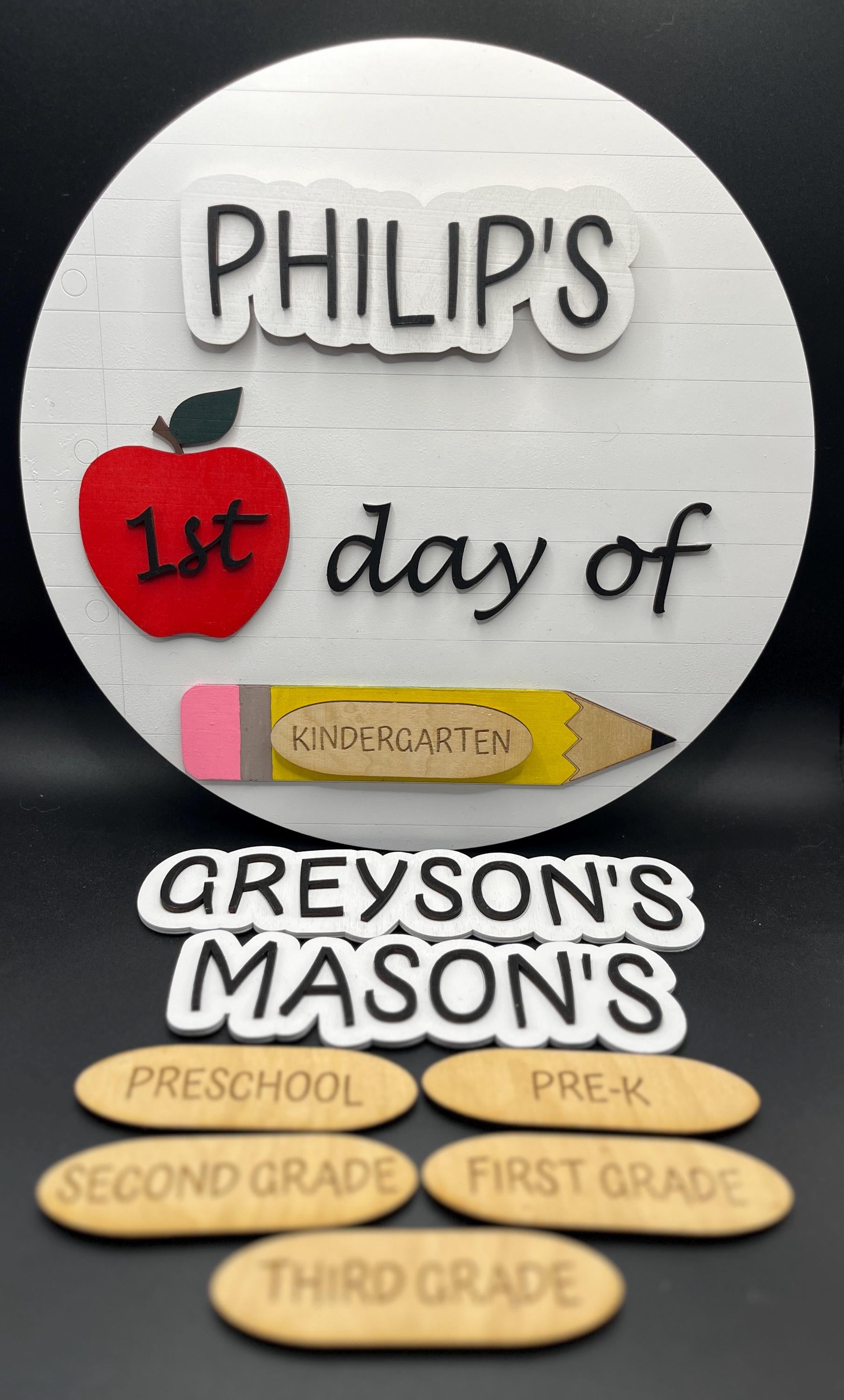 Custom Wooden First Day of School Sign | Reusable Back to School Photo Prop for Kids