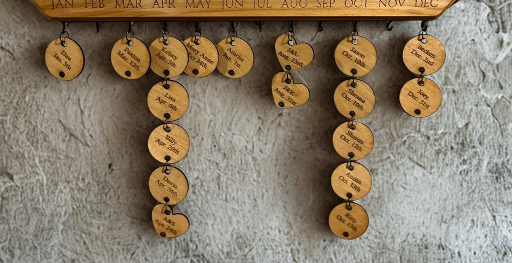 Personalized Birthday Board Add-On Charm – Custom Engraved Wooden Family Birthday Reminder CHARM ONLY