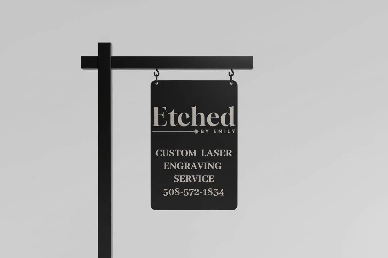 Custom 12"x18" Aluminum Laser Engraved Hanging Sign | Durable Outdoor Mailbox, Address & Garden Sign | Multiple Color Options