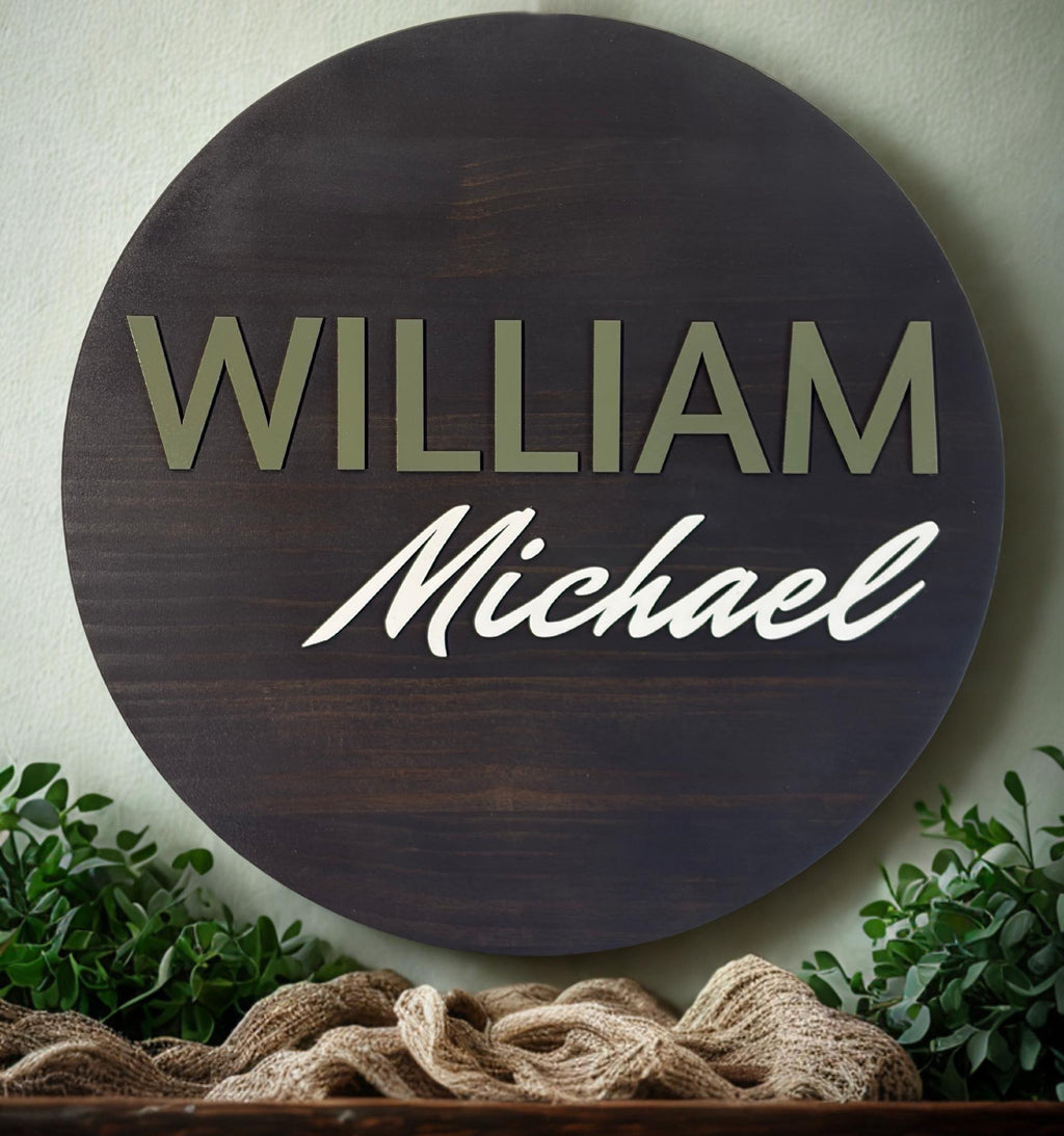 Personalized 17.75" Nursery Name Sign – Custom Wooden Baby Name Wall Decor