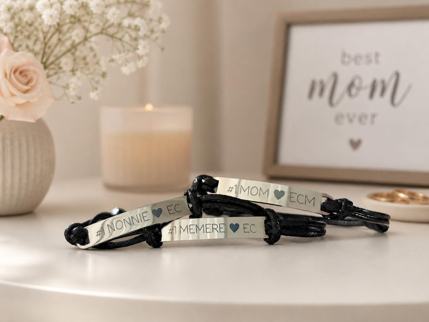 Personalized Laser Engraved Rope Bracelet – Custom Name, Title & Initial Bracelet Gift