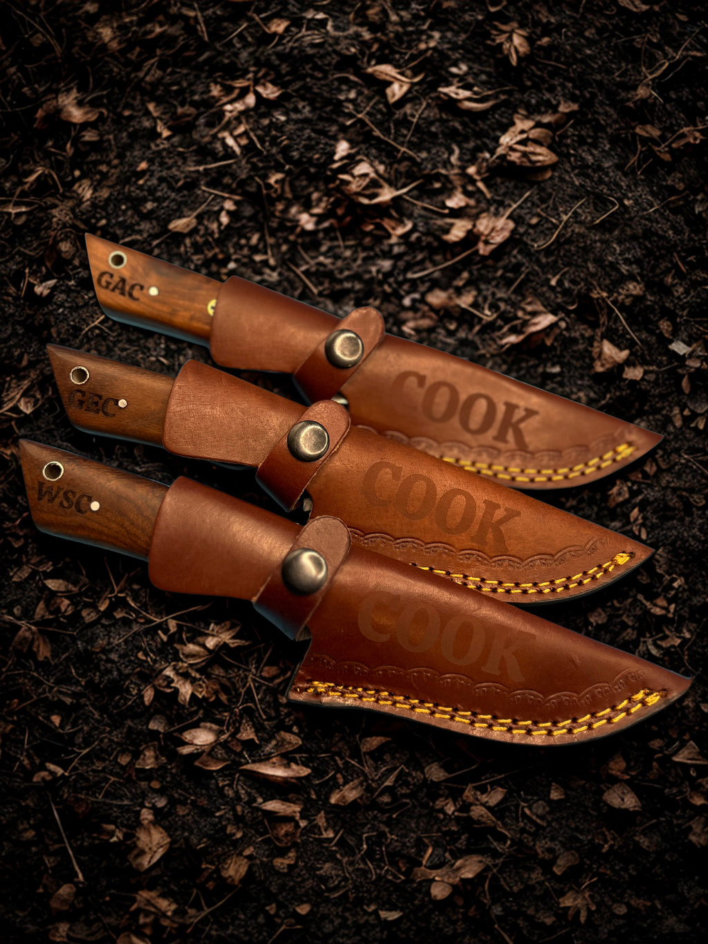 Personalized Laser Engraved Hunting Knife with Custom Leather Sheath