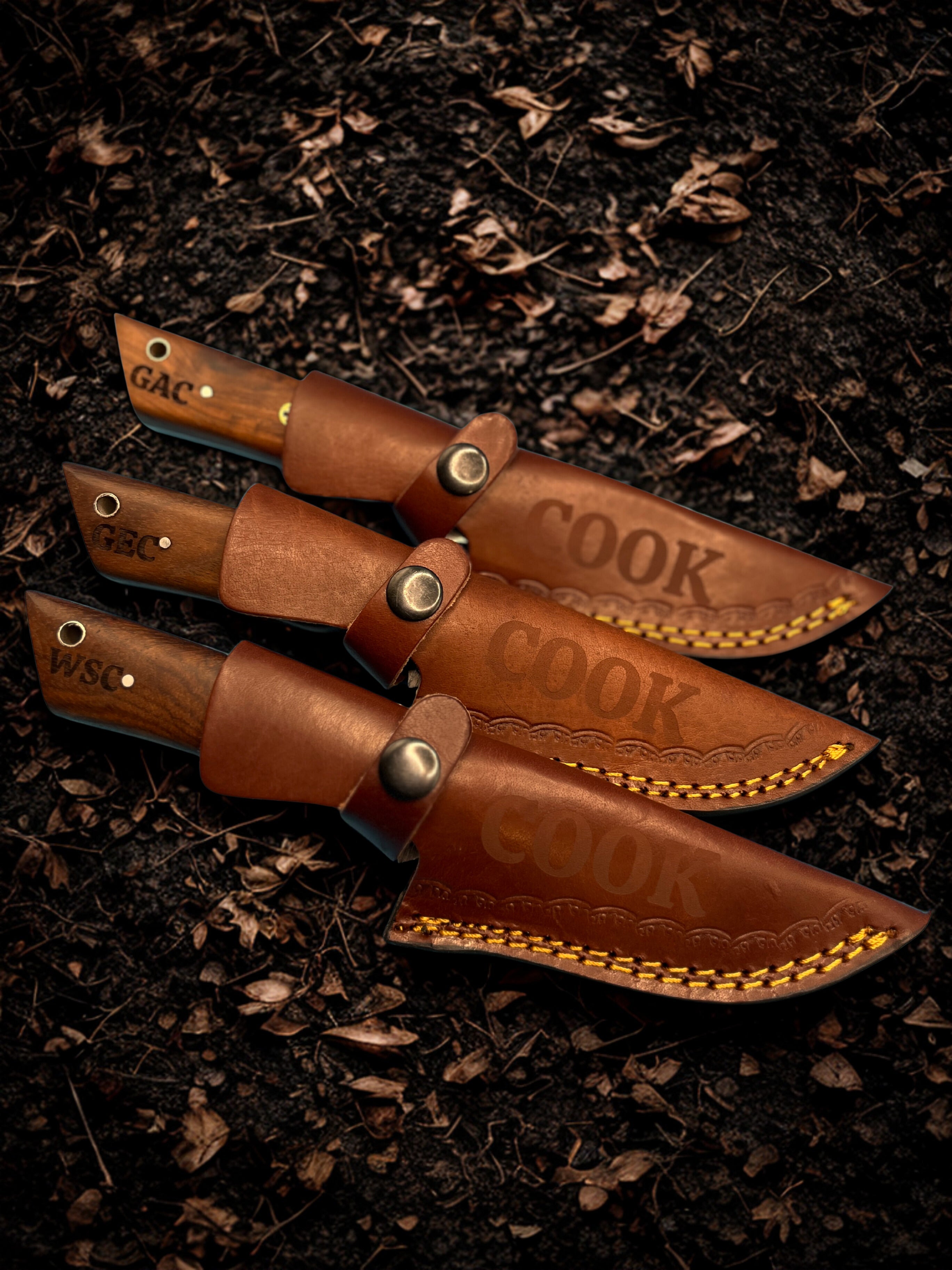 Personalized Laser Engraved Hunting Knife with Custom Leather Sheath
