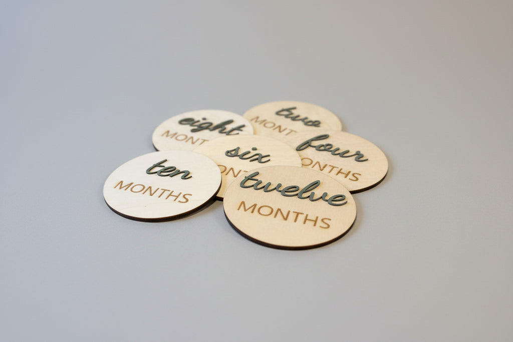 3D Monthly Milestone Wooden Discs – First Year Set (12)