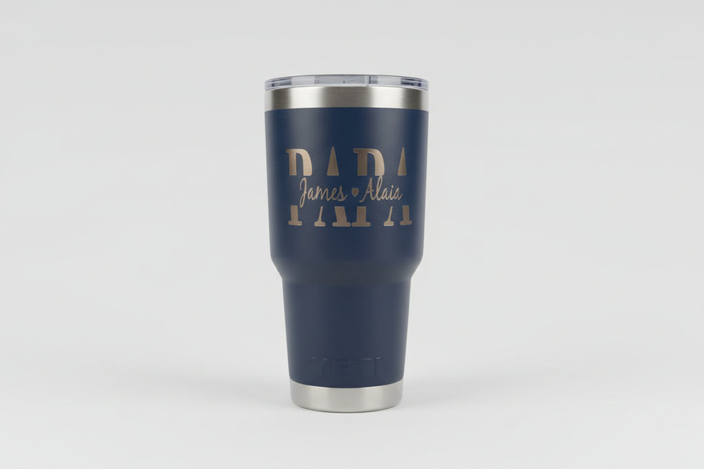 Personalized Laser Engraved Stainless Steel Tumbler – Custom Dad, Papa or Grandpa Name with Kids Names
