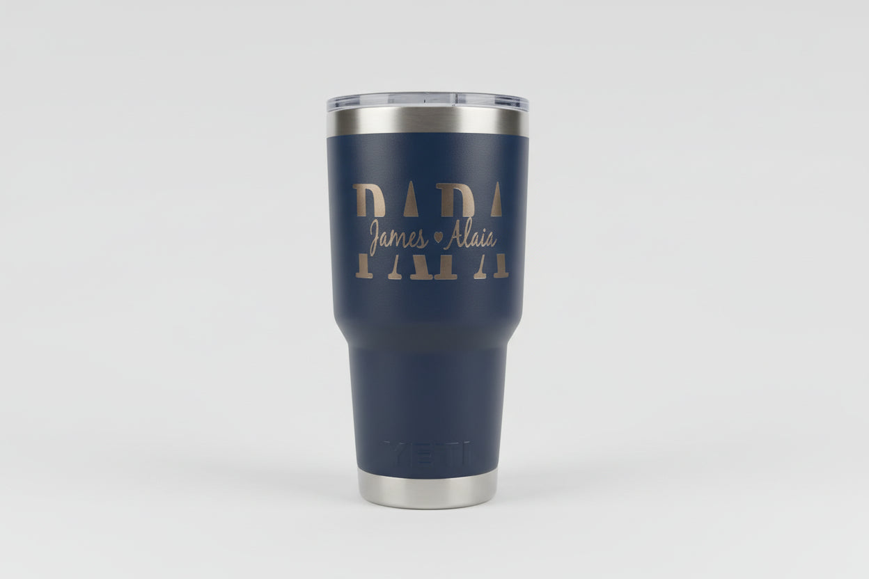 Personalized Laser Engraved Stainless Steel Tumbler – Custom Dad, Papa or Grandpa Name with Kids Names