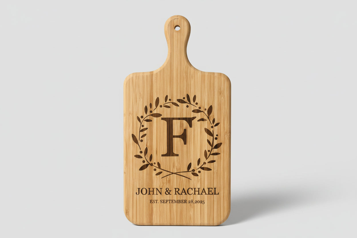 Laser Engraved Family Name Cutting Board - Personalized Wedding Gift