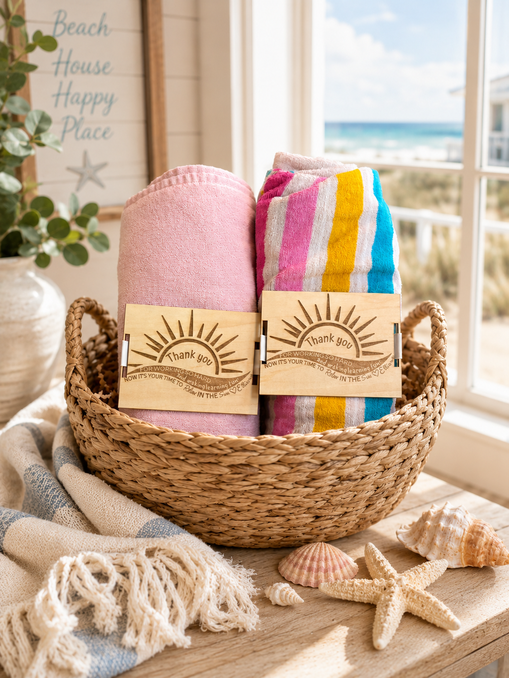 Personalized Teacher Appreciation Beach Towel Tag | Custom End of Year Gift Tag | Summer Thank You Gift for Teachers