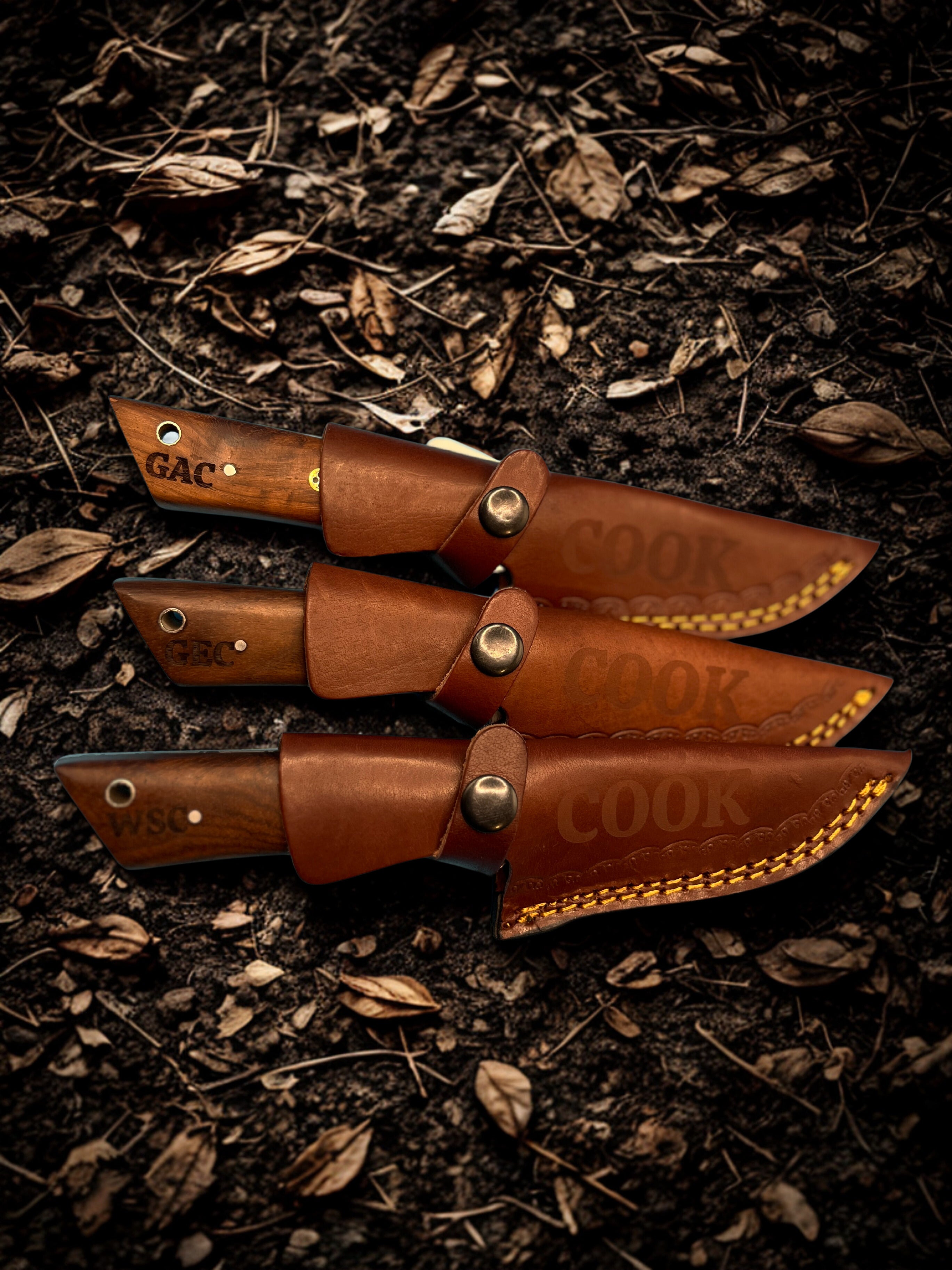 Personalized Laser Engraved Hunting Knife with Custom Leather Sheath