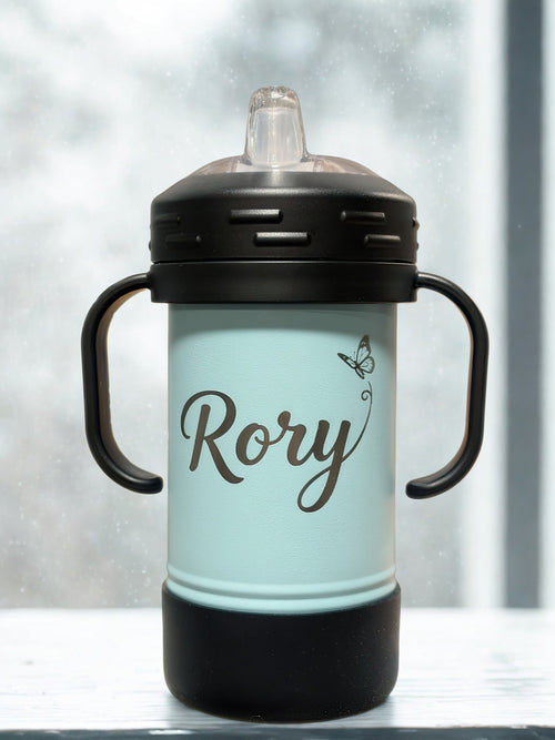 10 oz Laser Engraved Sippy Cups with Removable Handles & Silicone Boots – 8 Colors