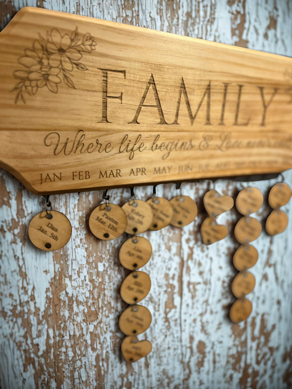 Personalized Wooden Birthday & Anniversary Date Hanger – Custom Family Reminder Board