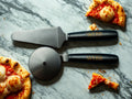 Personalized Black Stainless Steel Pizza Cutter & Serving Spatula Set